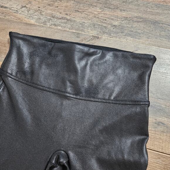 Spanx Black Leggings Faux Leather Pull On High Rise Skinny Stretch Goth Witchy M - Picture 4 of 13